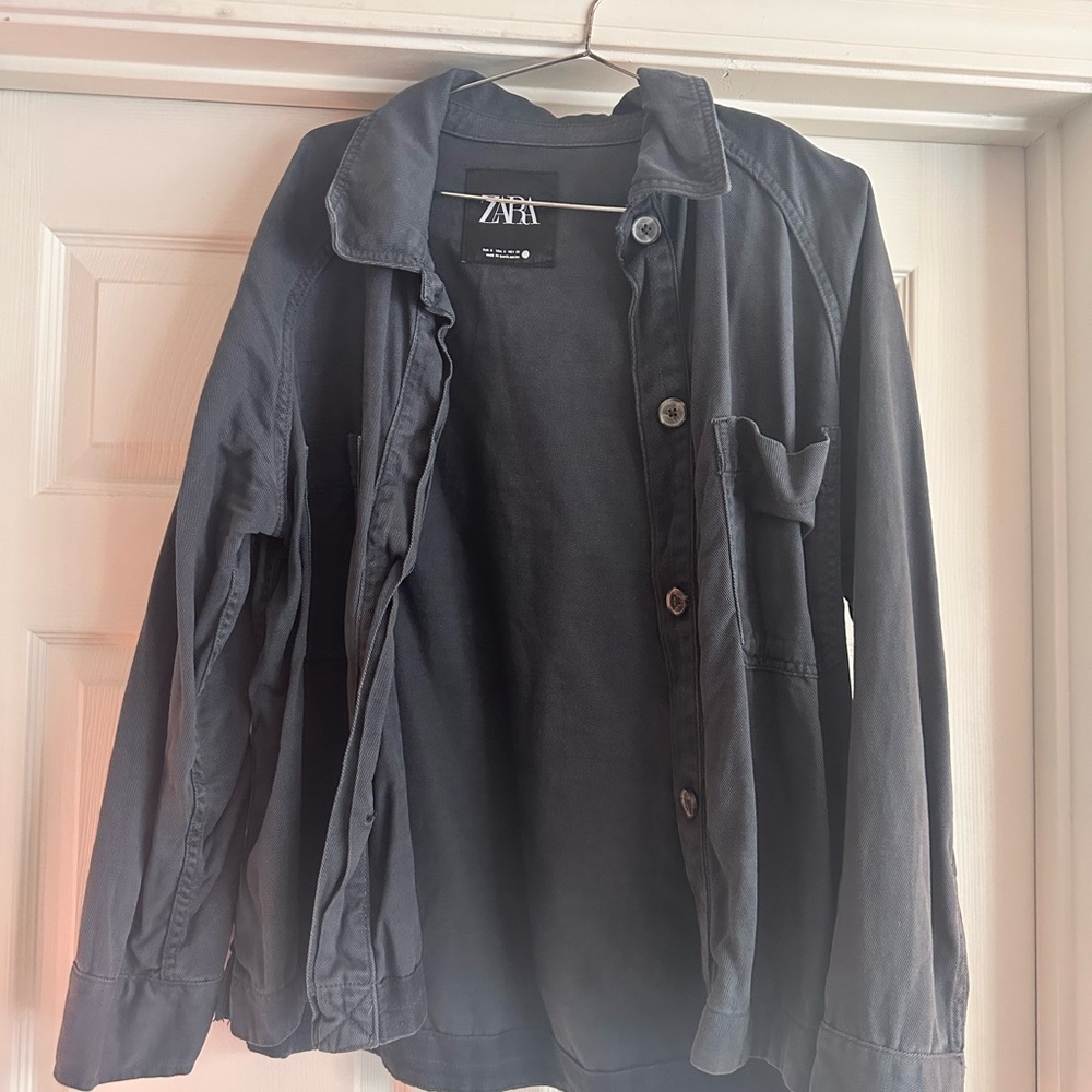 Zara Blue Button-Up Jacket
